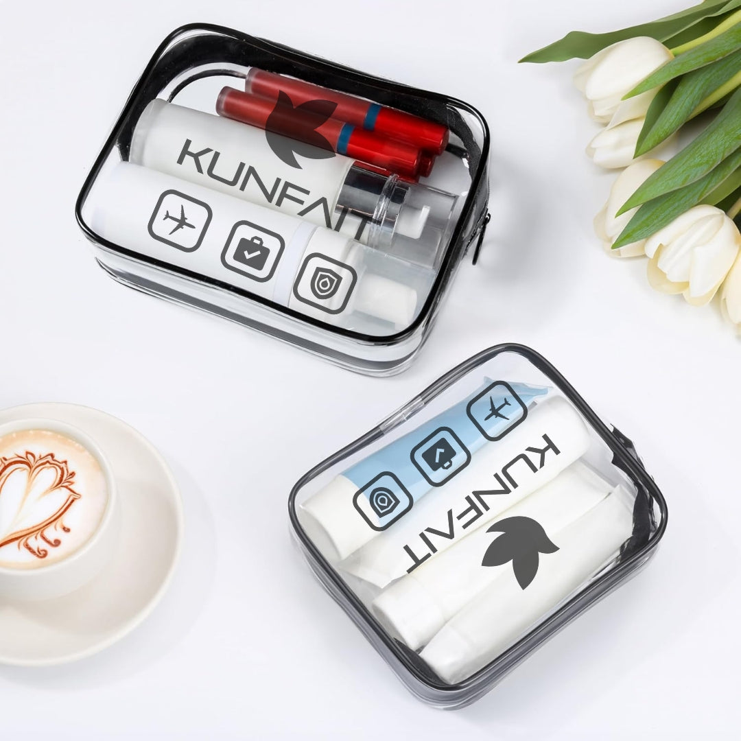 KUNFAIT Transparent PVC Makeup Pouch Travel Organizer Zipper for Men & Women