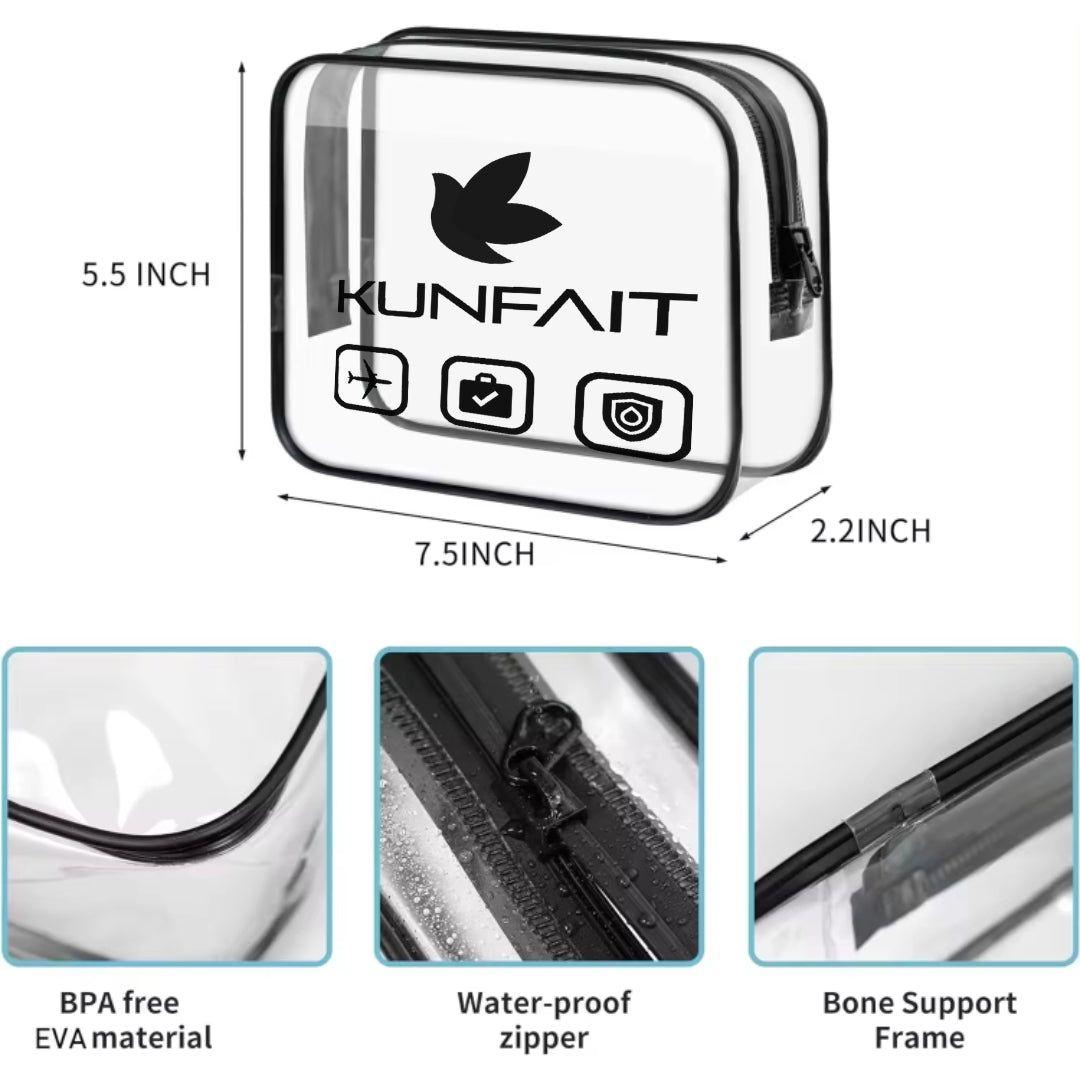 KUNFAIT Transparent PVC Makeup Pouch Travel Organizer Zipper for Men & Women