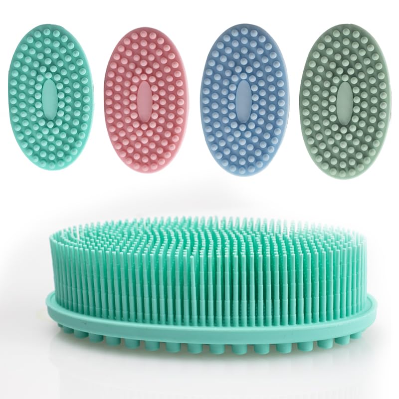 Silicone Bath Brush | 2 in 1 Face & Body Brush with Massager | Super Soft Exfoliating Shower Scrubber Gently Clean Skin
