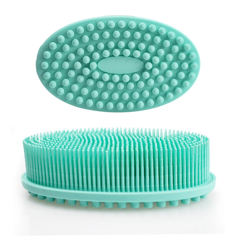 Silicone Bath Brush | 2 in 1 Face & Body Brush with Massager | Super Soft Exfoliating Shower Scrubber Gently Clean Skin