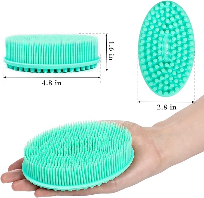 Silicone Bath Brush | 2 in 1 Face & Body Brush with Massager | Super Soft Exfoliating Shower Scrubber Gently Clean Skin