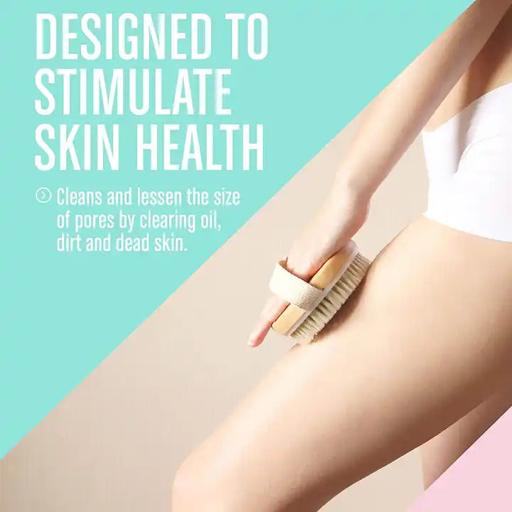 Luxurious Wooden Round Body Bath Brush with Massager Suitable for All Kind of Skin | Scrubber with Soft and Stiff Bristles | 1 Piece