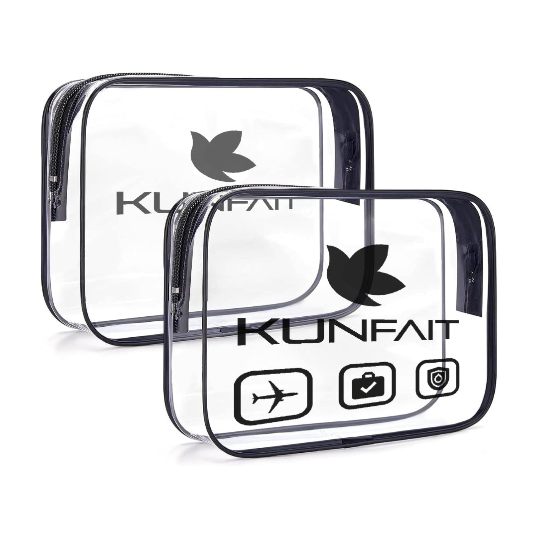 KUNFAIT Transparent PVC Makeup Pouch Travel Organizer Zipper for Men & Women