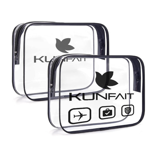 KUNFAIT Transparent PVC Makeup Pouch Travel Organizer Zipper for Men & Women