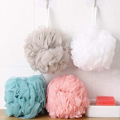 4 Pcs Luxurious Sponge Shower Loofah for Spa-like Exfoliation and Relaxation | Body Scrubber for Men & Women