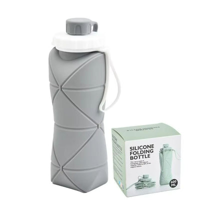Foldable Silicone Water Bottle 600 ml for Travel, Sports, Gym | Leak-proof | Eco-friendly | Reusable