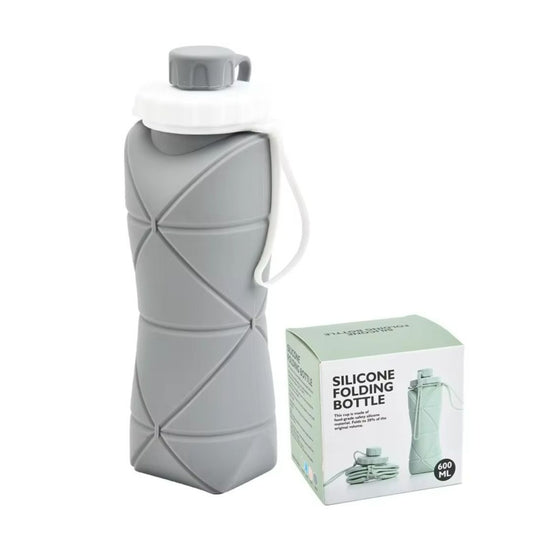 Foldable Silicone Water Bottle 600 ml for Travel, Sports, Gym | Leak-proof | Eco-friendly | Reusable