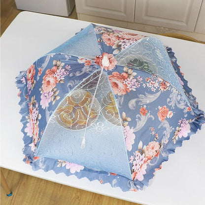Premium Food Covering Tent | Foldable Umbrella Net with Pop-up Lid | Large Size (Floral CUISINEKEEPER)