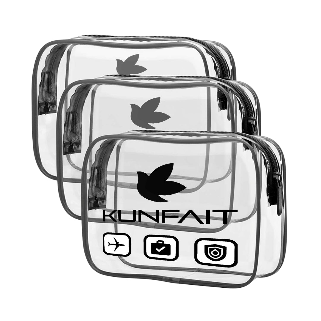 KUNFAIT Transparent PVC Makeup Pouch Travel Organizer Zipper for Men & Women