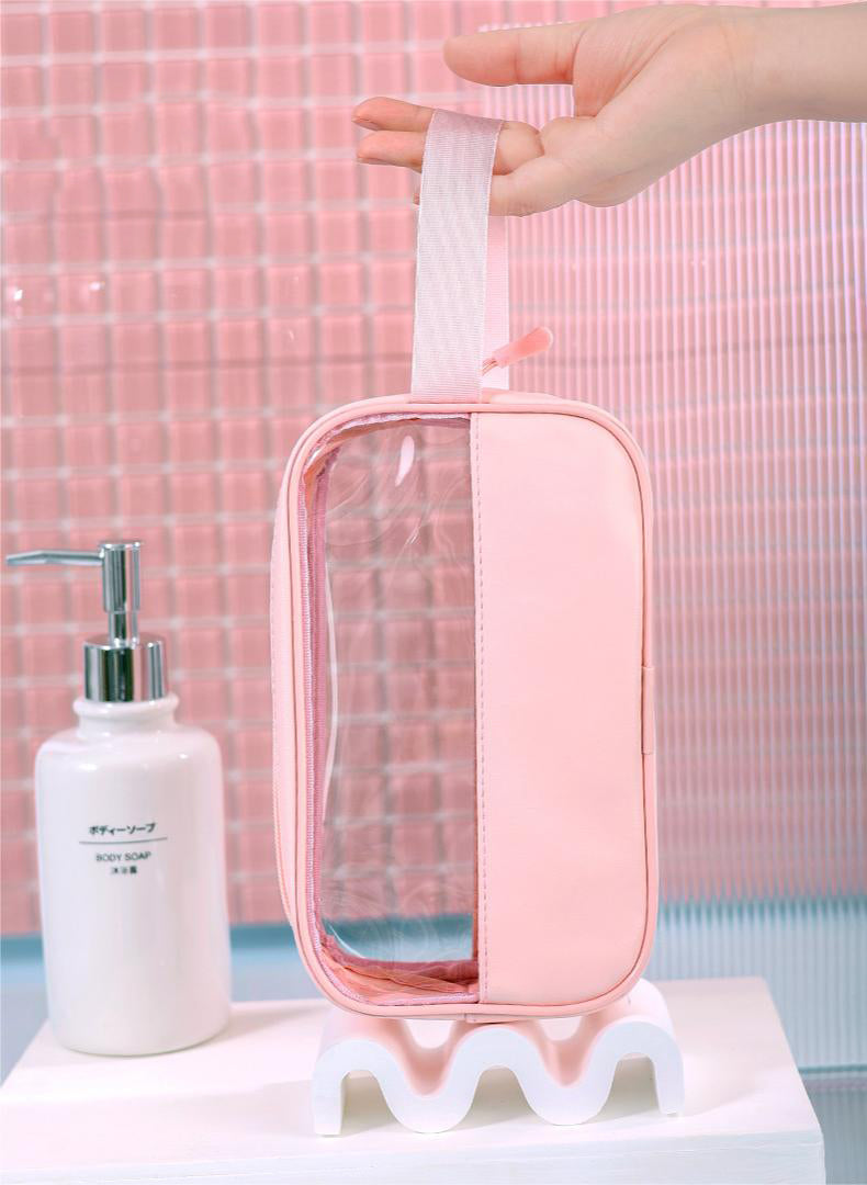KUNFAIT (PACK OF 2) Small Makeup Pouch Toiletry Travel Bag – Portable Transparent Cosmetic Organizer