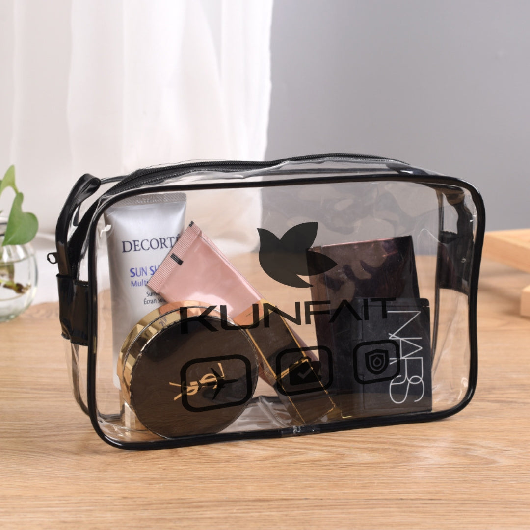 KUNFAIT Transparent PVC Makeup Pouch Travel Organizer Zipper for Men & Women