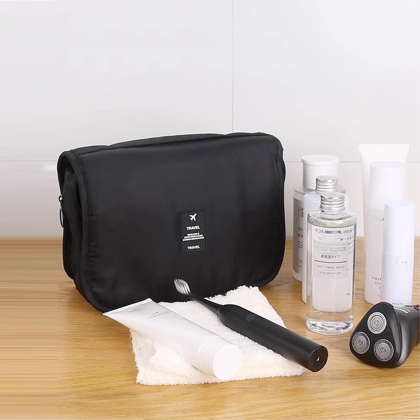 KUNFAIT Hanging Cosmetic Bag with Hook – Waterproof Travel Toiletry Organizer
