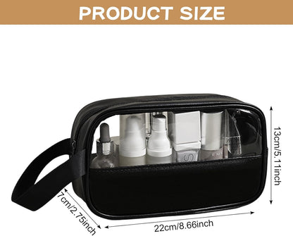 KUNFAIT (PACK OF 2) Small Makeup Pouch Toiletry Travel Bag – Portable Transparent Cosmetic Organizer