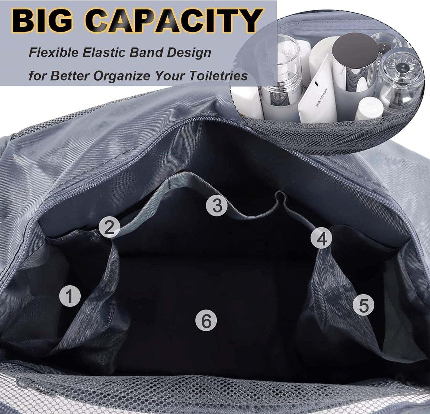 KUNFAIT Hanging Cosmetic Bag with Hook – Waterproof Travel Toiletry Organizer
