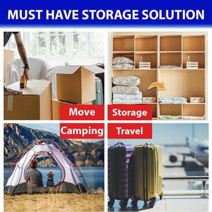 KUNFAIT Travel Vaccum Storage Bags for Clothing Bedding Packing Reusable with Handheld Pump (1 Large, 1 Medium, 1 Small) Set of 3