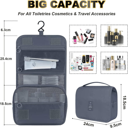 KUNFAIT Hanging Cosmetic Bag with Hook – Waterproof Travel Toiletry Organizer