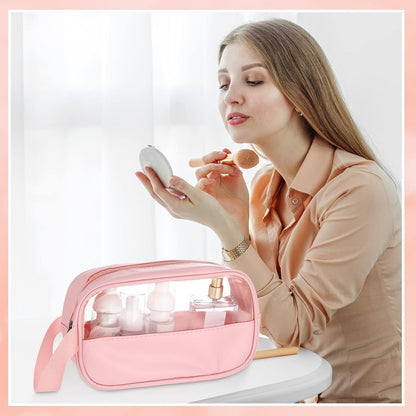 KUNFAIT (PACK OF 2) Small Makeup Pouch Toiletry Travel Bag – Portable Transparent Cosmetic Organizer