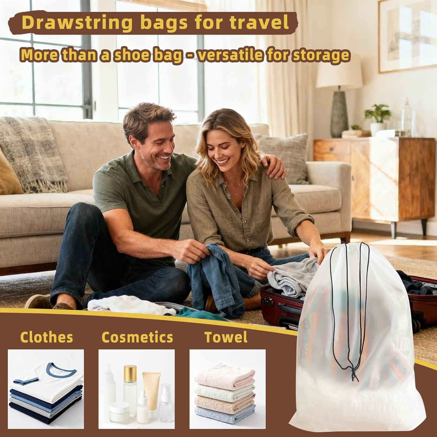 KUNFAIT Shoe Bags for Travel | Drawstring Packing Bags | Dustproof Waterproof Portable Storage Bags