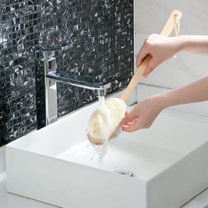 Detachable Wooden Bath Brush with Natural Bristles | With Handle for Exfoliating Back, Body & Feet, Suitable for All Skin Type | 1 Piece