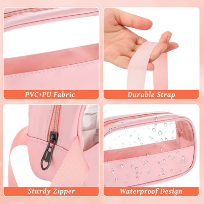 KUNFAIT (PACK OF 2) Small Makeup Pouch Toiletry Travel Bag – Portable Transparent Cosmetic Organizer