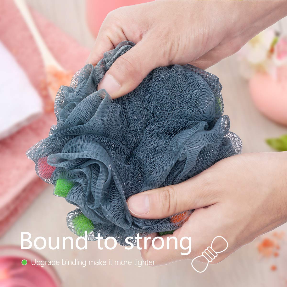 Luxurious Sponge Shower Loofah for Spa-like Exfoliation and Relaxation | Mesh Pouf Shower Balls | Body Scrubber for Men & Women| Pack of 3