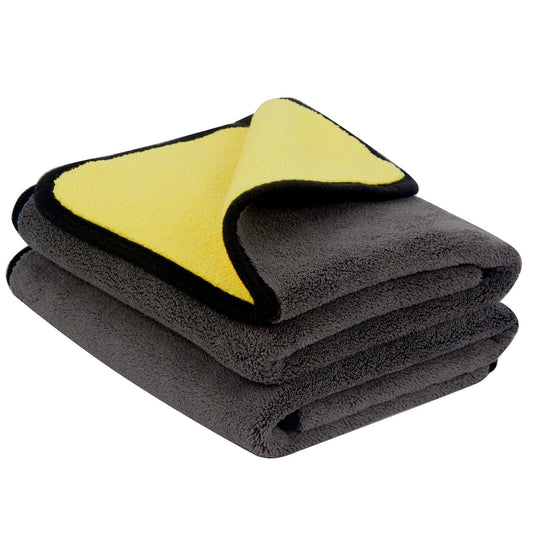 (02 Pcs) Microfiber Double Layered Cloth 38x45 cm Towel, Extra Thick Microfiber Cleaning Cloths