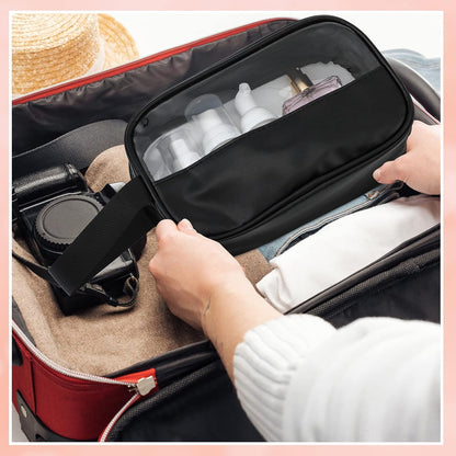 KUNFAIT (PACK OF 2) Small Makeup Pouch Toiletry Travel Bag – Portable Transparent Cosmetic Organizer