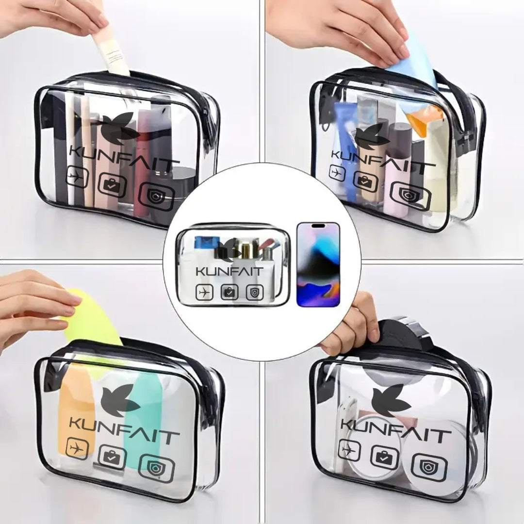 KUNFAIT Transparent PVC Makeup Pouch Travel Organizer Zipper for Men & Women
