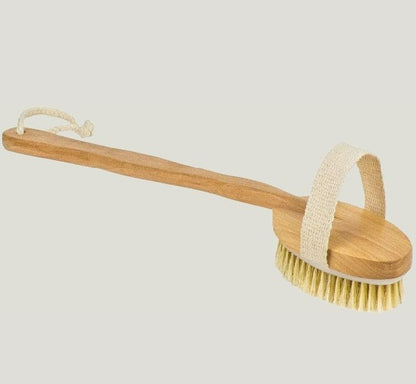 Detachable Wooden Bath Brush with Natural Bristles | With Handle for Exfoliating Back, Body & Feet, Suitable for All Skin Type | 1 Piece
