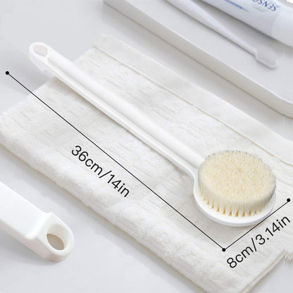 Plastic Body Bath Brush with Bristles | Unisex Back Cleaning Scrubber with Long Handle | Massage Shower Brush