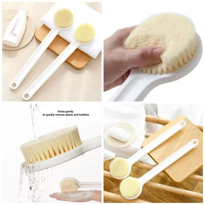 Plastic Body Bath Brush with Bristles | Unisex Back Cleaning Scrubber with Long Handle | Massage Shower Brush