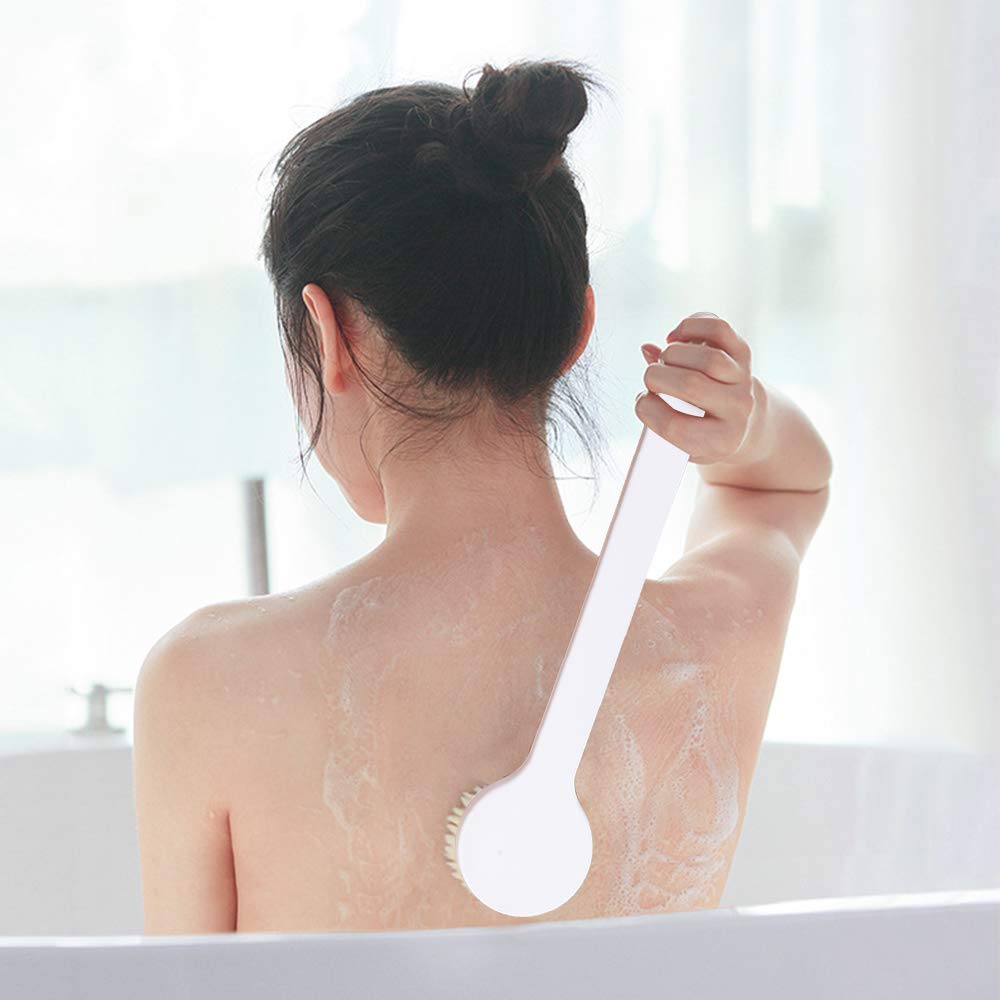 Plastic Body Bath Brush with Bristles | Unisex Back Cleaning Scrubber with Long Handle | Massage Shower Brush