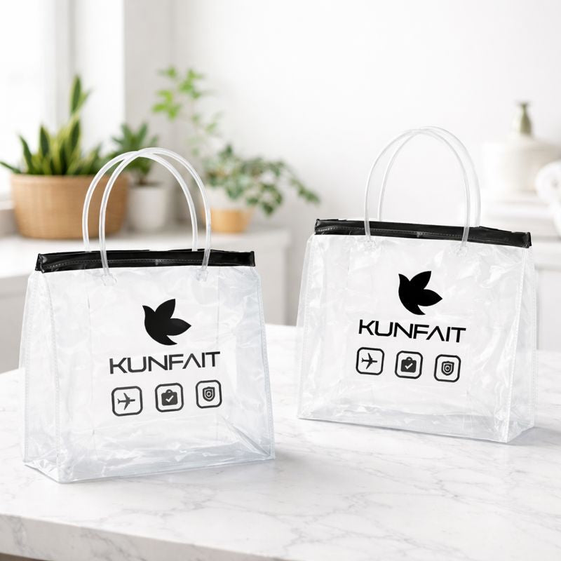 KUNFAIT Transparent Tote Bag for Travel Cosmetics | Organise Toiletry Kits for Men & Women