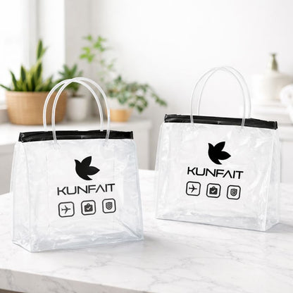KUNFAIT Transparent Tote Bag for Travel Cosmetics | Organise Toiletry Kits for Men & Women