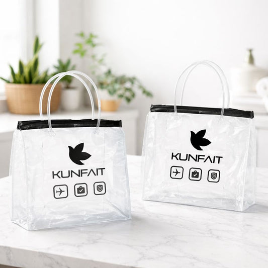 KUNFAIT Transparent Tote Bag for Travel Cosmetics | Organise Toiletry Kits for Men & Women