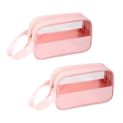 KUNFAIT (PACK OF 2) Small Makeup Pouch Toiletry Travel Bag – Portable Transparent Cosmetic Organizer