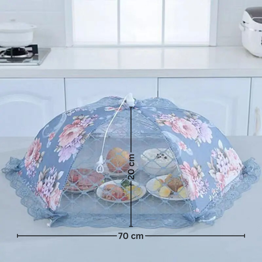 Premium Food Covering Tent | Foldable Umbrella Net with Pop-up Lid | Large Size (Floral CUISINEKEEPER)
