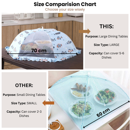 Premium Food Covering Tent | Foldable Umbrella Net with Pop-up Lid | Large Size (FISH MESHMASTER)