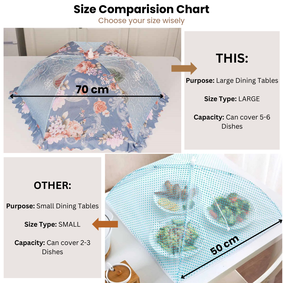 Premium Food Covering Tent | Foldable Umbrella Net with Pop-up Lid | Large Size (Floral CUISINEKEEPER)