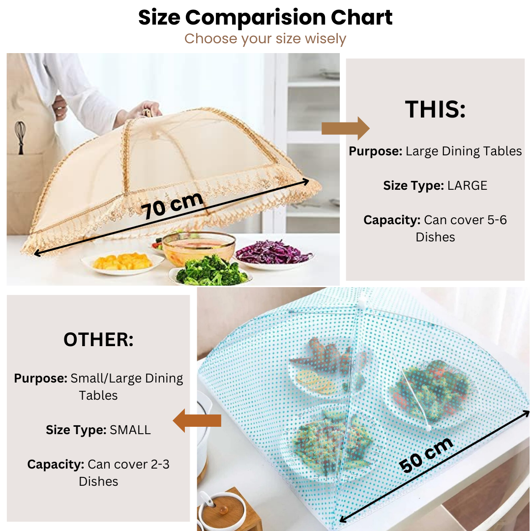Food Cover Mesh Nets | Kitchen Umbrella Tent | Foldable with Pop-up Lid (Golden color)