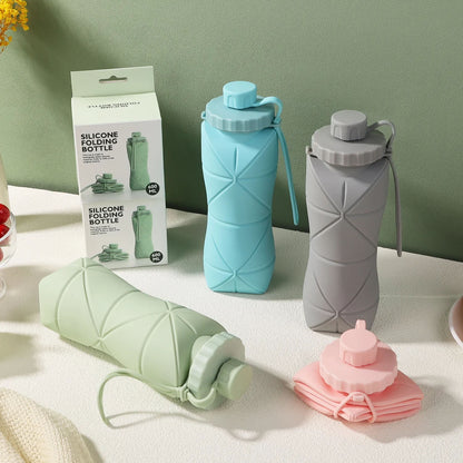 Foldable Silicone Water Bottle 600 ml for Travel, Sports, Gym | Leak-proof | Eco-friendly | Reusable