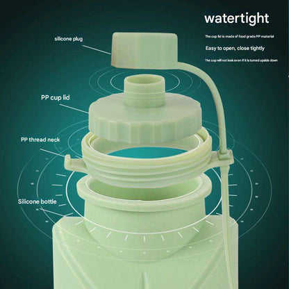 Foldable Silicone Water Bottle 600 ml for Travel, Sports, Gym | Leak-proof | Eco-friendly | Reusable