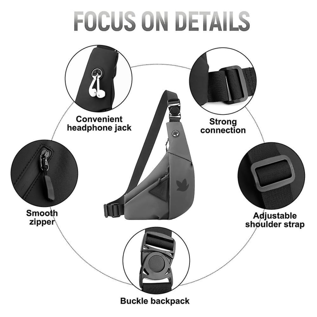 Kunfait's Unisex Boomerang Styled Crossbody Waterproof Travel Sling Bag