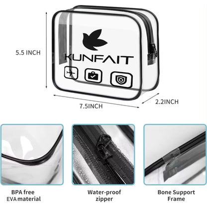 KUNFAIT Transparent PVC Makeup Pouch Travel Organizer Zipper for Men & Women