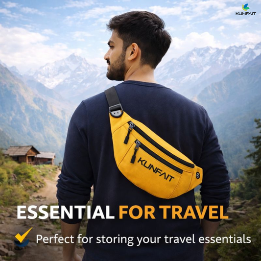 KUNFAIT Waist Bag for Men & Women | Waterproof Chest & Fanny Pack with 3 Zipper Compartments | Travel, Hiking, Running & Outdoor Sports