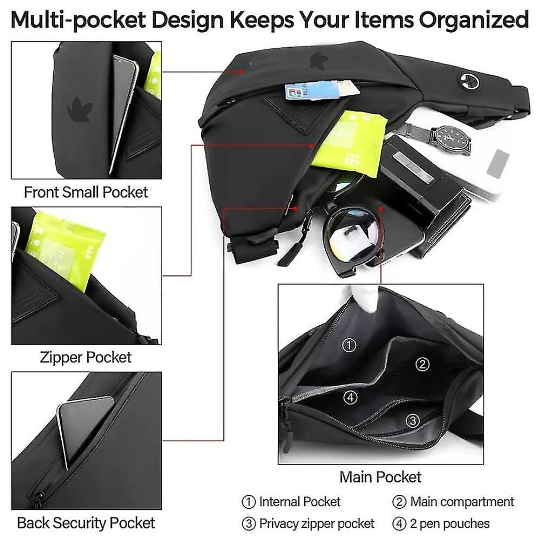 Kunfait's Unisex Boomerang Styled Crossbody Waterproof Travel Sling Bag