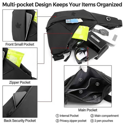 Kunfait's Unisex Boomerang Styled Crossbody Waterproof Travel Sling Bag