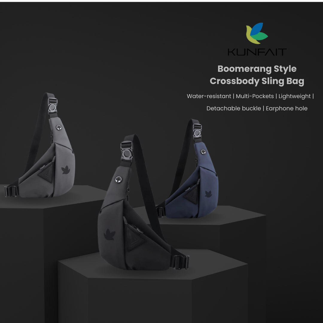 Kunfait's Unisex Boomerang Styled Crossbody Waterproof Travel Sling Bag
