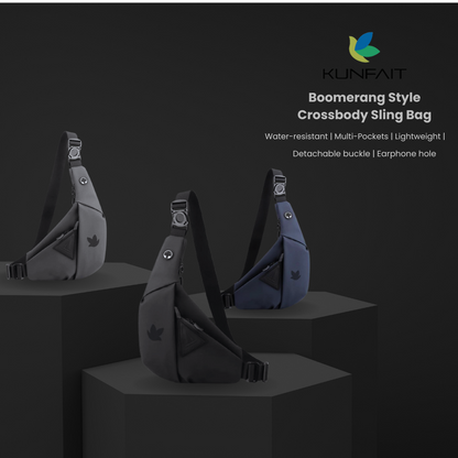 Kunfait's Unisex Boomerang Styled Crossbody Waterproof Travel Sling Bag