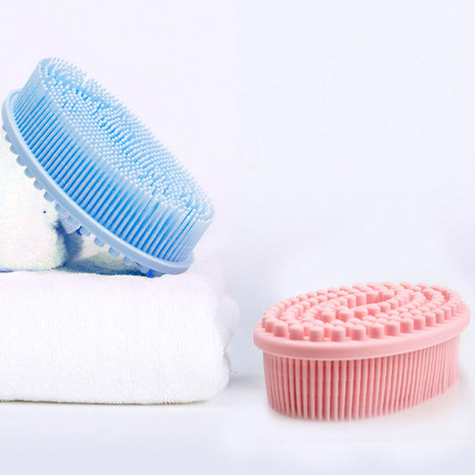 Silicone Bath Brush | 2 in 1 Face & Body Brush with Massager | Super Soft Exfoliating Shower Scrubber Gently Clean Skin
